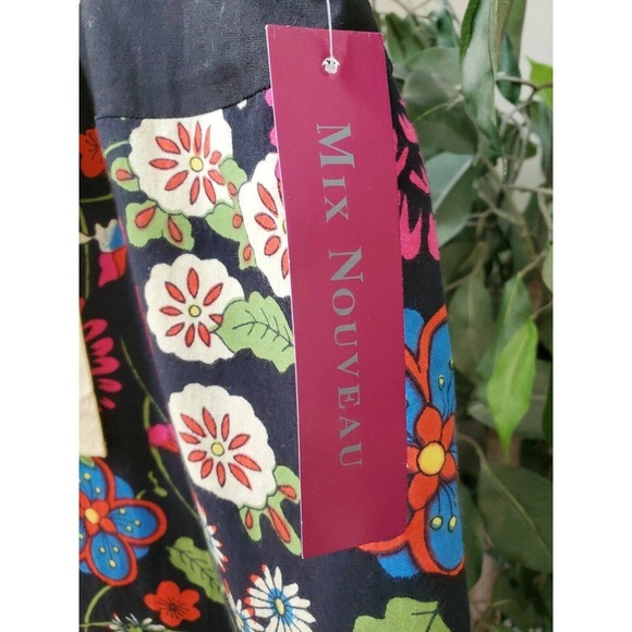 Mix Nouveau Women's Black Floral 100% Cotton Pull on A-Line Casual Skirt Size 16 - Picture 5 of 10